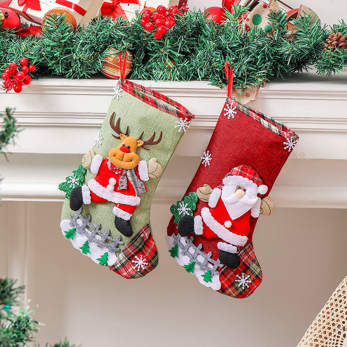 Adornos de bolsa de regalo de árbol de Navidad de lino