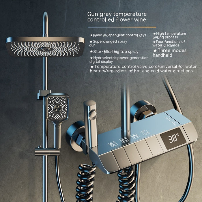 Bath Intelligent Digital Temperature Display Shower System Head Faucet Set