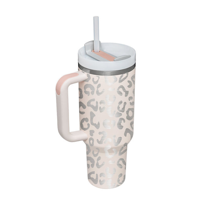 Halloween Thermobecher 1.2 Liter Strohhalm Kaffee Isolierung Tasse mit Griff Portable Auto Edelstahl Wasserflasche Große Kapazität Reisen BPA frei Thermobecher
