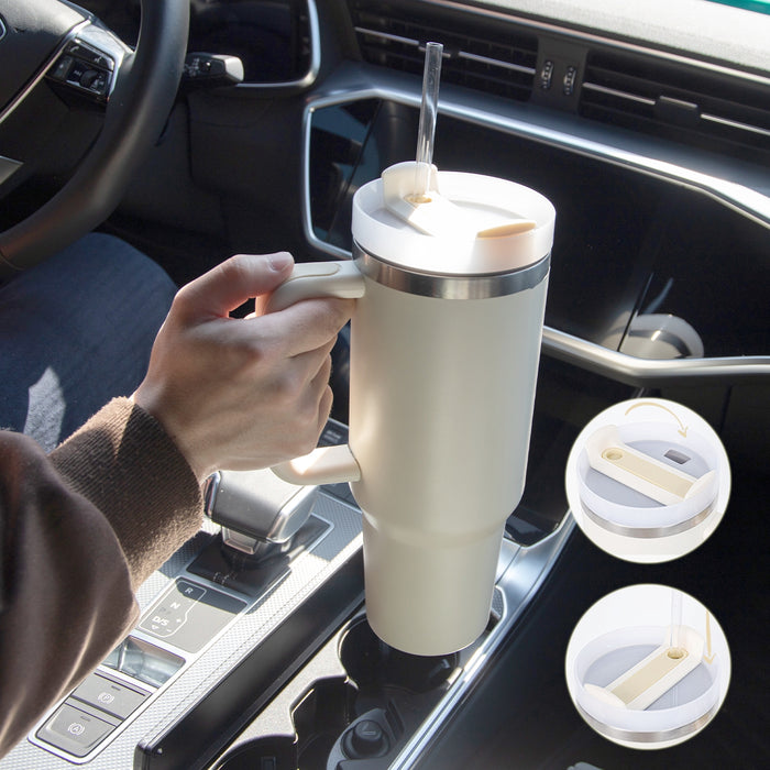 Halloween Thermobecher 1.2 Liter Strohhalm Kaffee Isolierung Tasse mit Griff Portable Auto Edelstahl Wasserflasche Große Kapazität Reisen BPA frei Thermobecher