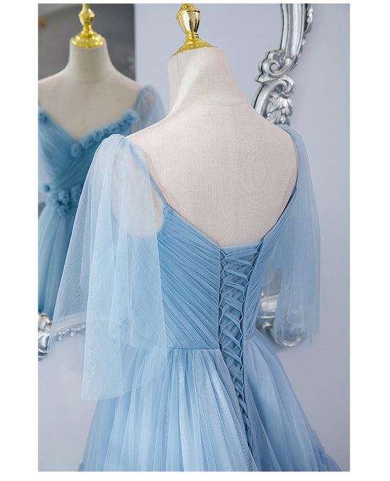 Fashion Personality Blue Evening Dress Girl