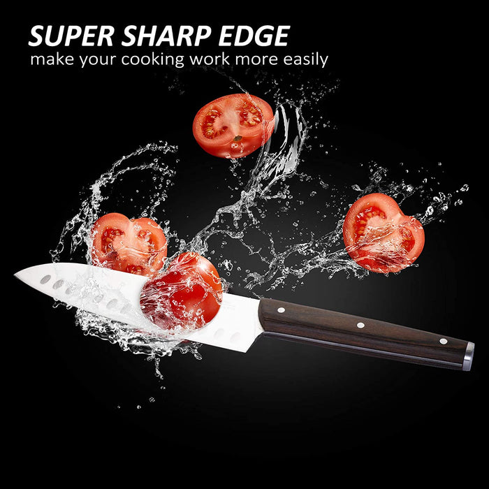 Kitchen Knife Sets, 15 Piece Knife Sets with Block for Kitchen Chef Knife Stainless Steel Knives Set Serrated Steak Knives with Manual Sharpener Knife
