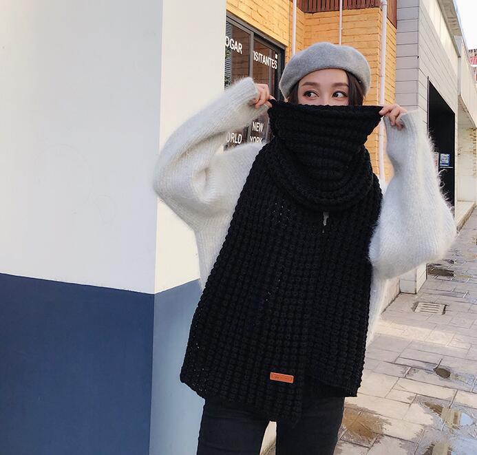 Bufanda de lana cálida, gruesa y sencilla para mujer