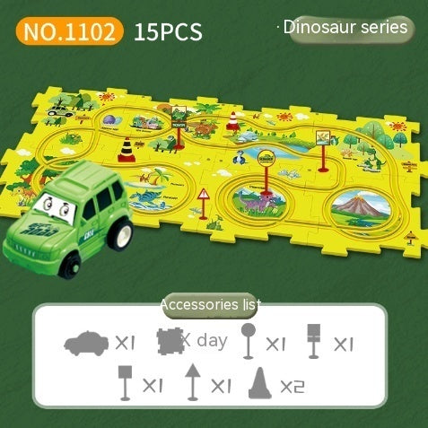 Carro de trilho elétrico brinquedo multifuncional cena DIY quebra-cabeça