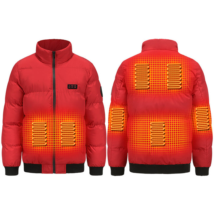 Chaqueta calefactora cálida para exteriores, ropa acolchada de algodón a prueba de viento, calefacción USB para invierno, mantiene el calor