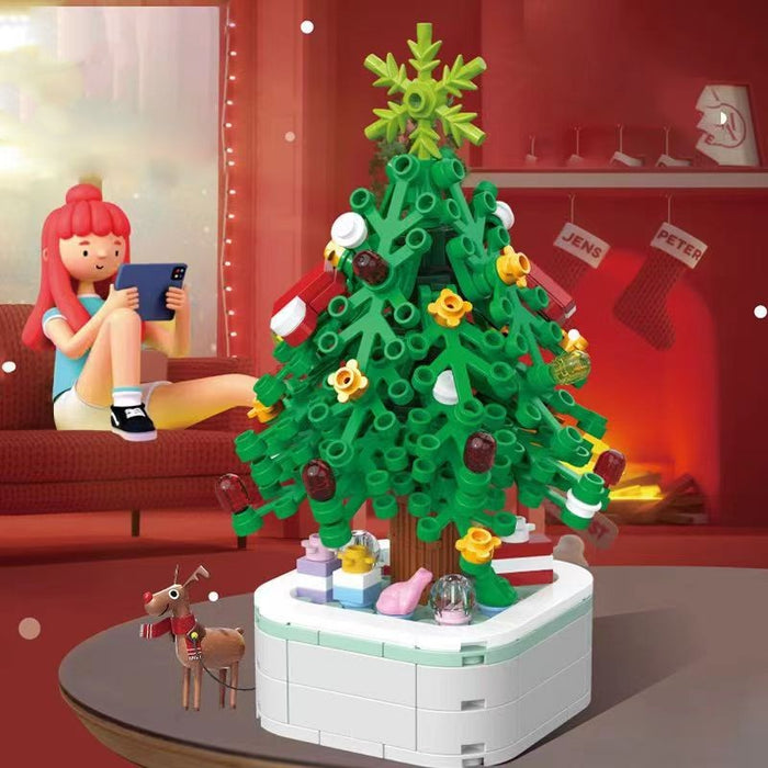 Juguete de ensamblaje de bloques de construcción de caja de música de árbol de Navidad