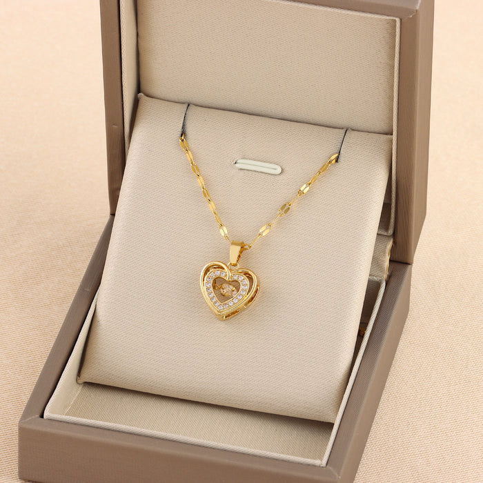 Valentinstag Geschenk Double-Layer Smart Love Anhänger Titan Stahl Halskette Mode Schmuck Frau