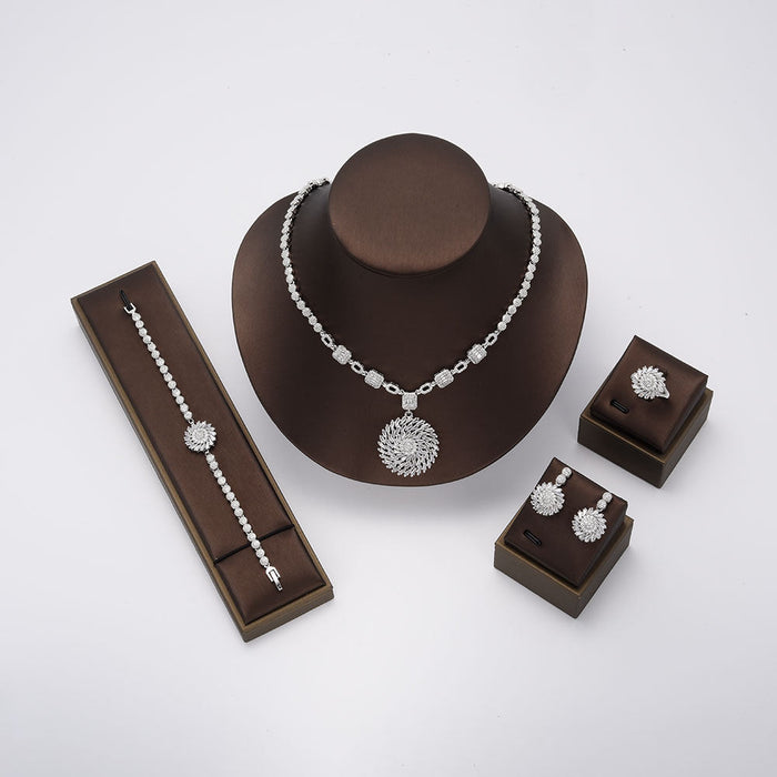 Schmuck-Sets für charmante Frauen reines Messing Kupfer voll Schmuck-Set versilbert Set Schmuck