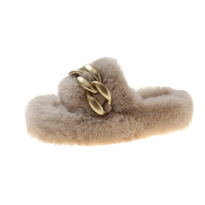 Thick-soled wool slippers for women to wear outdoors