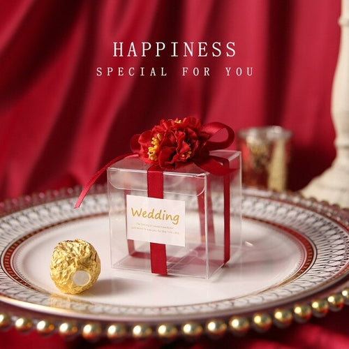 10 Teile/satz Hochzeit Geschenkbox 7x7 cm Quadratische Transparente PVC Box Candy