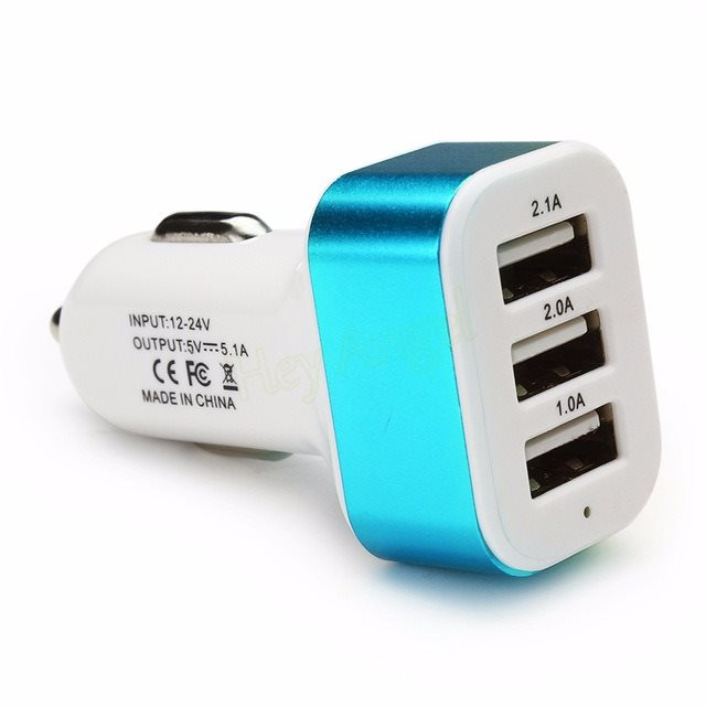 New 3USB Car Charger USB High Power Universal Car Charger Square Aluminum Car Charger