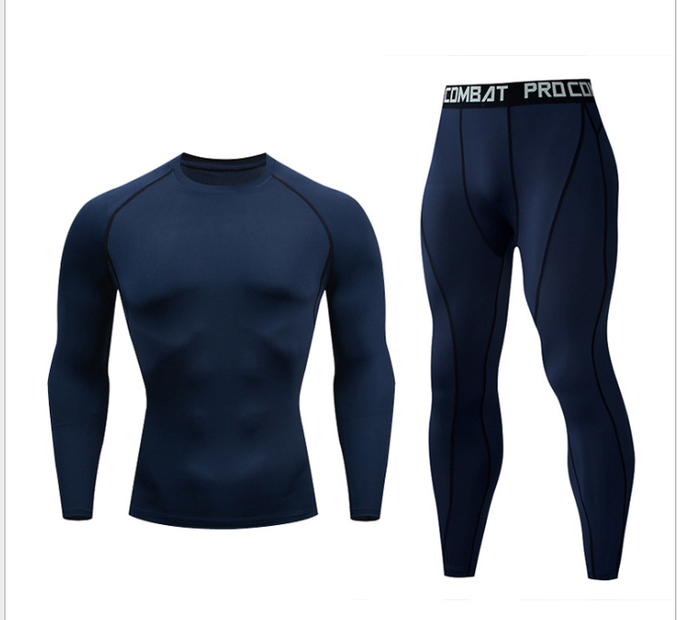 Fitnessanzug Herren Fitnessstudio Sportstrumpfhosen langärmelige Hose schnell trocknende Kleidung Basketball Trainingsgeräte Winter