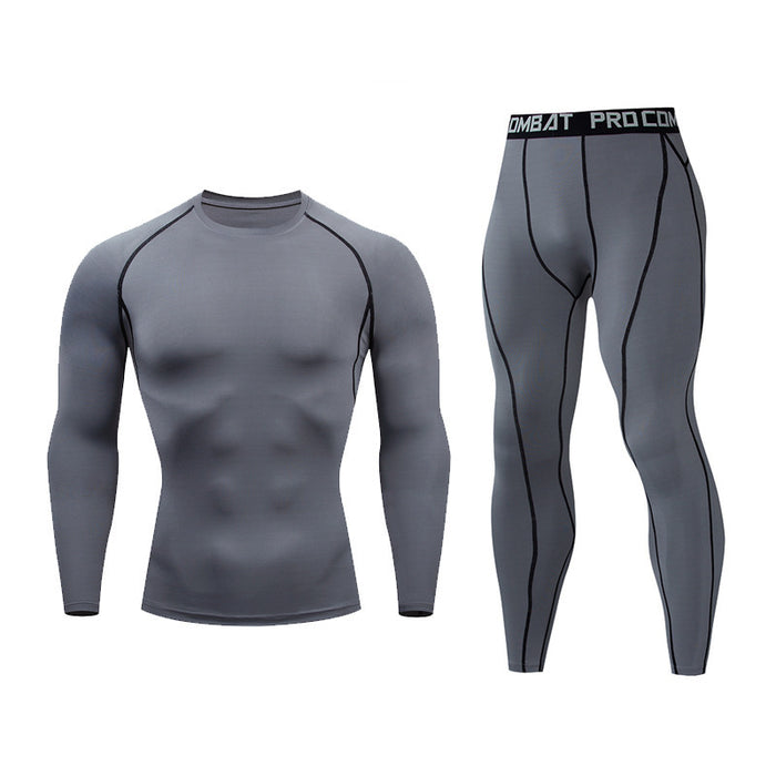 Fitnessanzug Herren Fitnessstudio Sportstrumpfhosen langärmelige Hose schnell trocknende Kleidung Basketball Trainingsgeräte Winter