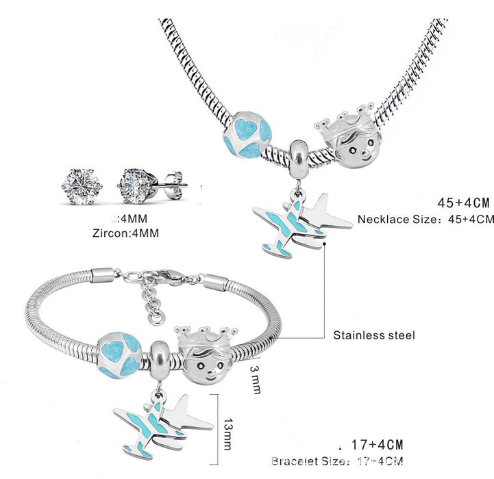 Little Boy Necklace Earring Set Jewelry Set