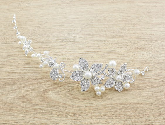 Schmetterling Brautschmuck Set Perlenschmuck Dreiteiliges Brautschmuck Set Elegante Kette, Ohrringen & Kopfschmuck Brautschmuck Set