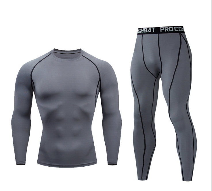 Fitnessanzug Herren Fitnessstudio Sportstrumpfhosen langärmelige Hose schnell trocknende Kleidung Basketball Trainingsgeräte Winter