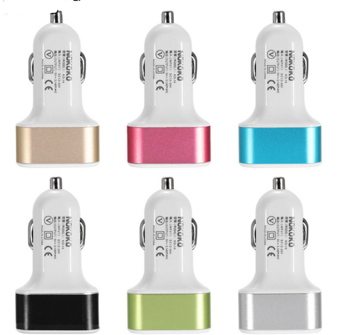 New 3USB Car Charger USB High Power Universal Car Charger Square Aluminum Car Charger