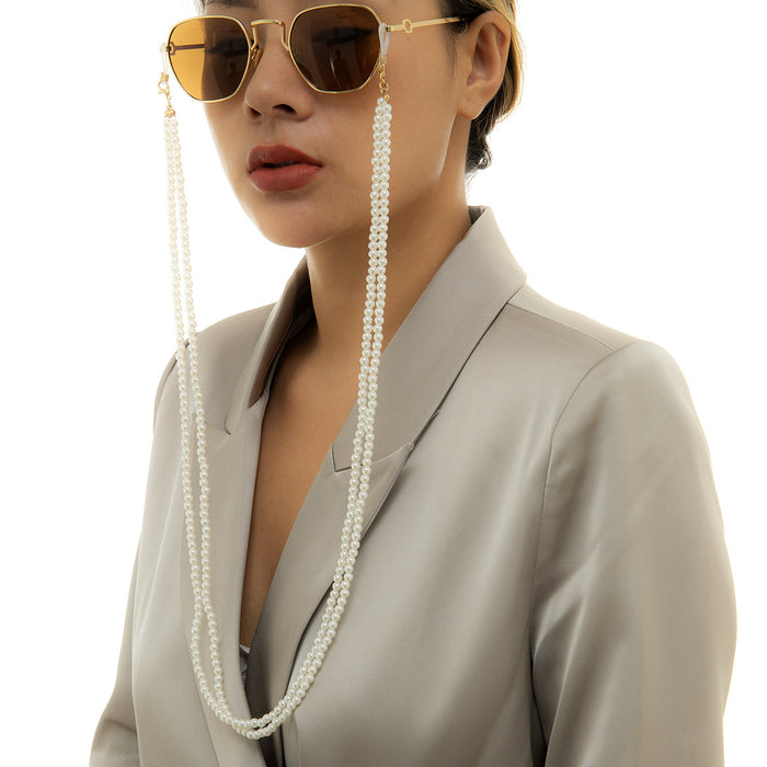 Schmuck Retro Perle Doppelt gewebt Halterneck Brille Kette