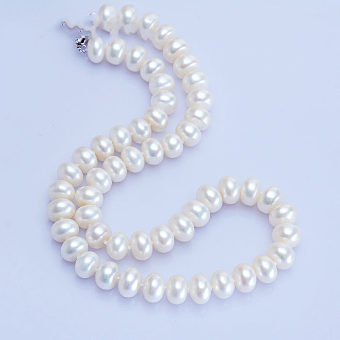 Dailan Schmuck Süßwasser Perle Halskette 10-11mm gedämpft Brot Runde starkes Licht Ball-Taste Halskette Schmuck Fabrik Großhandel