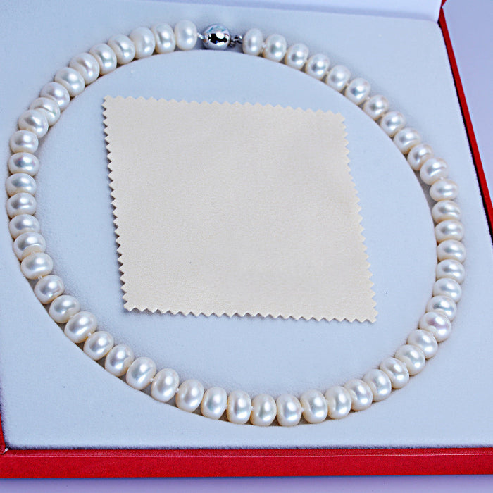 Dailan Schmuck Süßwasser Perle Halskette 10-11mm gedämpft Brot Runde starkes Licht Ball-Taste Halskette Schmuck Fabrik Großhandel