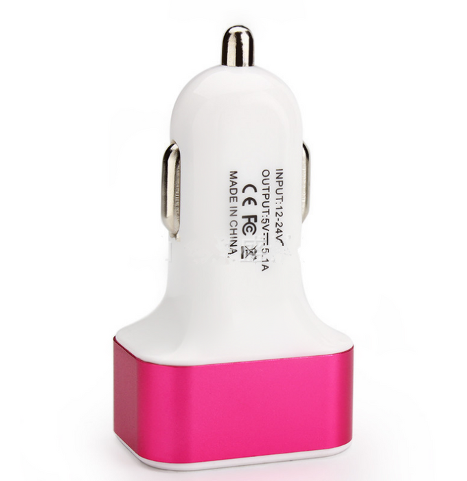 New 3USB Car Charger USB High Power Universal Car Charger Square Aluminum Car Charger