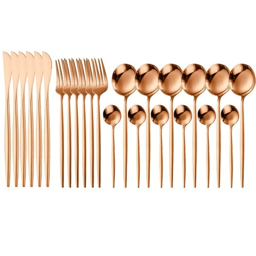 24-teiliges goldenes Besteck-Geschirr-Edelstahl-Geschirr-Set