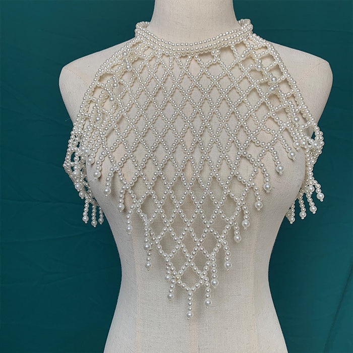 Handgestrickte Kleidung Schmuck Shooting Perlenschal