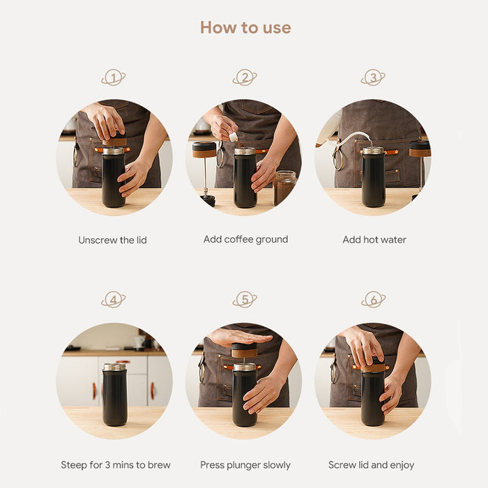 Portable Stainless Steel 320ml French Press Tea Coffee Maker