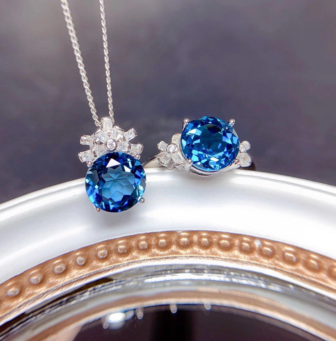 Schmucksets für Frauen London Blaue Steine Anhänger Halsketten