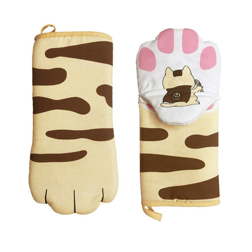 3D-Cartoon-Katzenpfoten-Ofenhandschuhe, lange Baumwoll-Backisolierhandschuhe