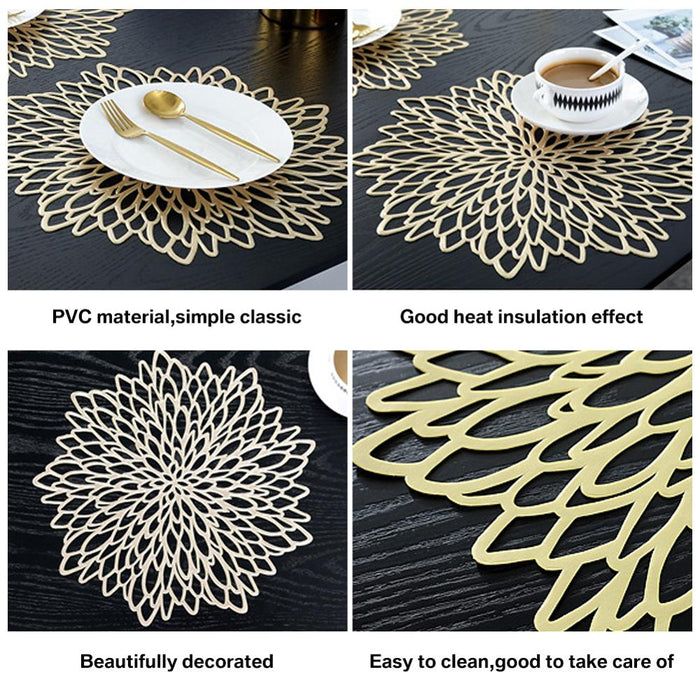 4/6/8PCS PVC-Tischset für Esstisch, hohle Auflage, Untersetzer, Tisch