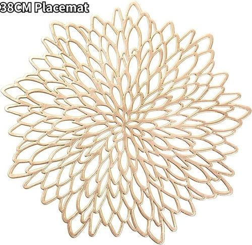 4/8pc Gold Silber Pvc Tischset Essen 38 cm Tischset Waschbar Blume
