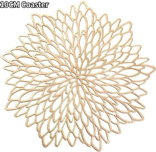 4/8pc Gold Silber Pvc Tischset Essen 38 cm Tischset Waschbar Blume