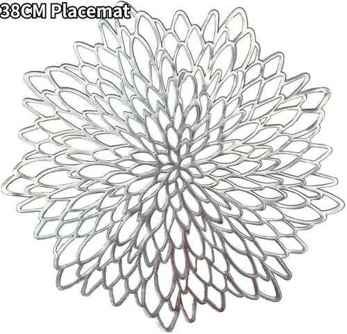 4/8pc Gold Silber Pvc Tischset Essen 38 cm Tischset Waschbar Blume