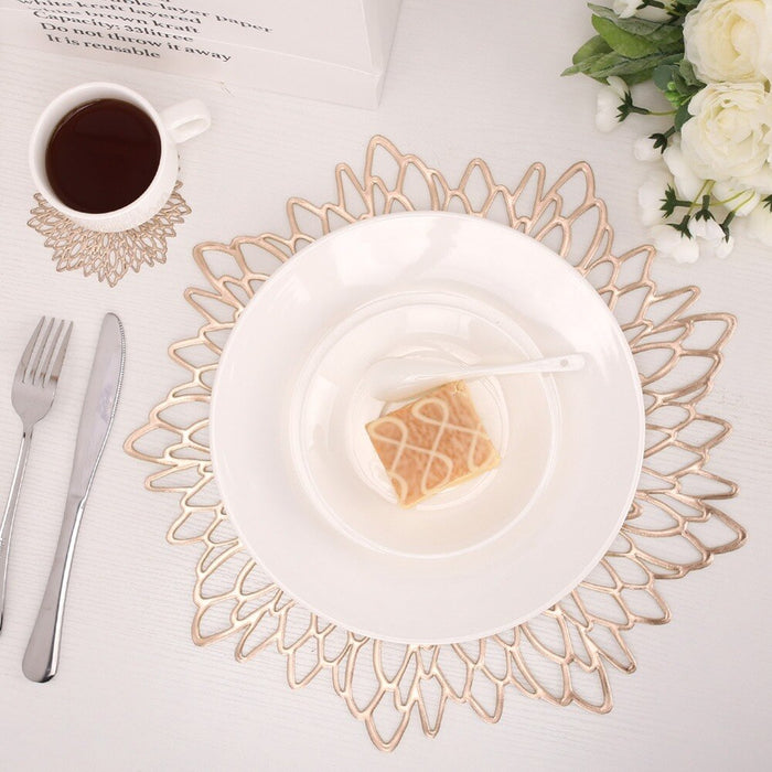 4/8pc Gold Silber Pvc Tischset Essen 38 cm Tischset Waschbar Blume