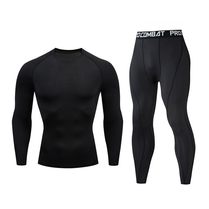 Fitnessanzug Herren Fitnessstudio Sportstrumpfhosen langärmelige Hose schnell trocknende Kleidung Basketball Trainingsgeräte Winter