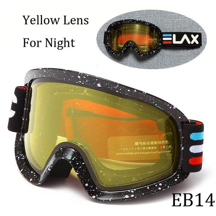 Drei Tropfen einer doppelschichtigen Anti-Beschlag-Skibrille für den Outdoor-Sport