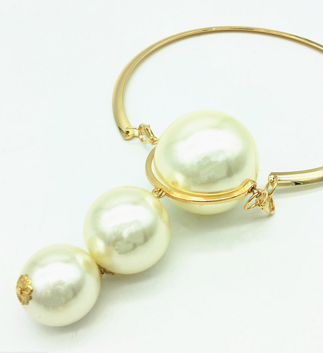 Große Perlenanhänger Halskette Übertriebener Schmuck
