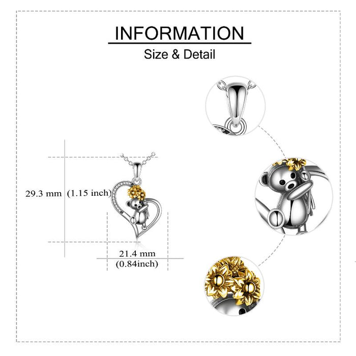 Sterling Silber Sonnenblume Panda Bär Schmuck für Frauen Geschenke