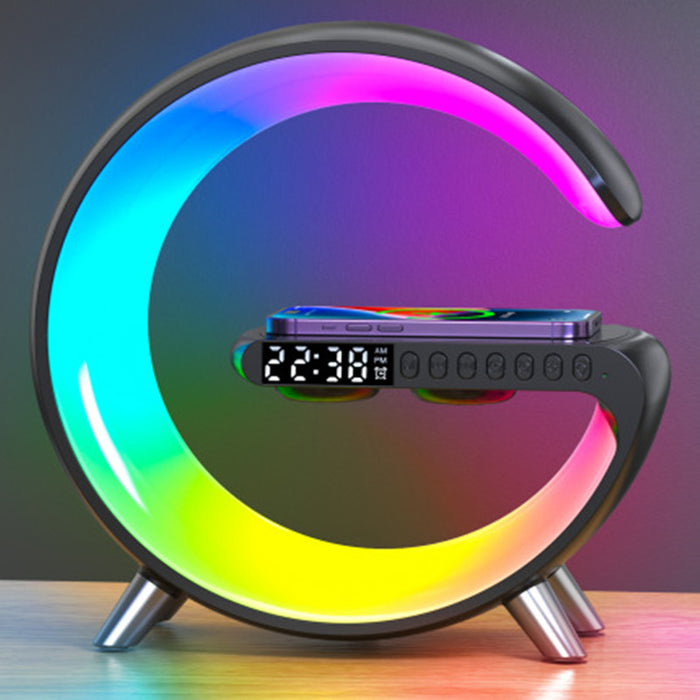 Bluetooth-Lautsprecher, kabelloses Ladegerät, Nachttischlampe, Sonnenaufgang, Wecklampe, Polarlampe, Wecker