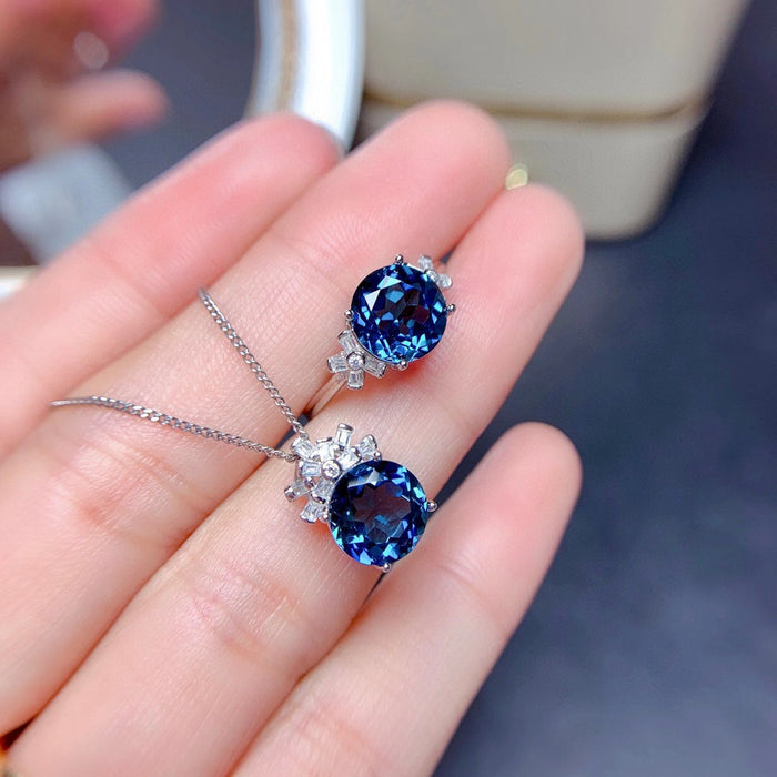 Schmucksets für Frauen London Blaue Steine Anhänger Halsketten