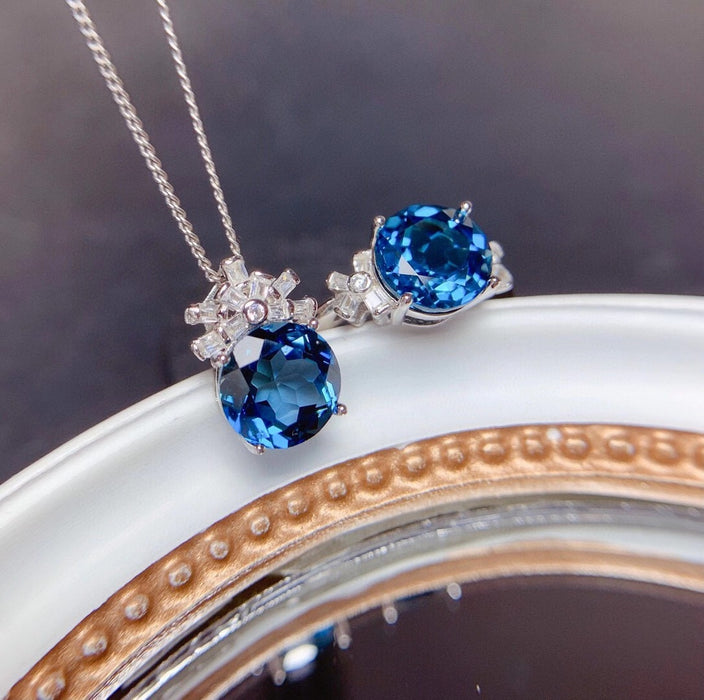 Schmucksets für Frauen London Blaue Steine Anhänger Halsketten