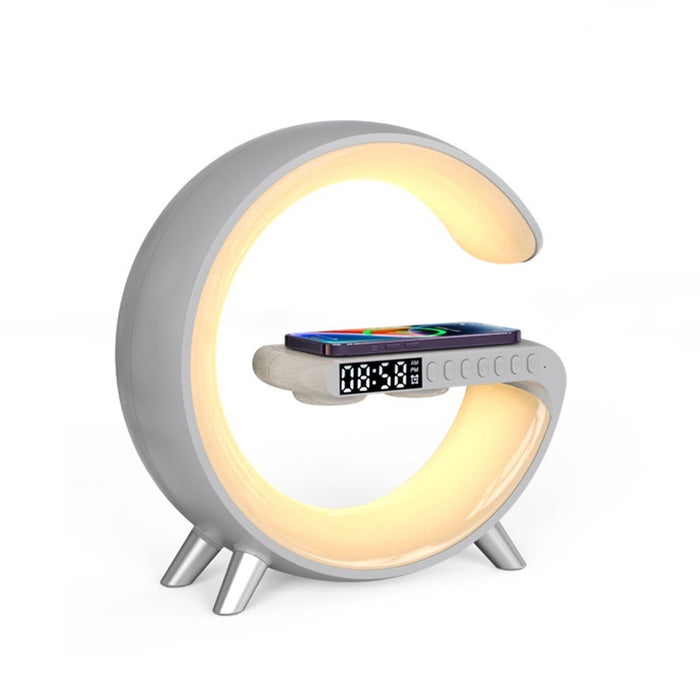Bluetooth-Lautsprecher, kabelloses Ladegerät, Nachttischlampe, Sonnenaufgang, Wecklampe, Polarlampe, Wecker