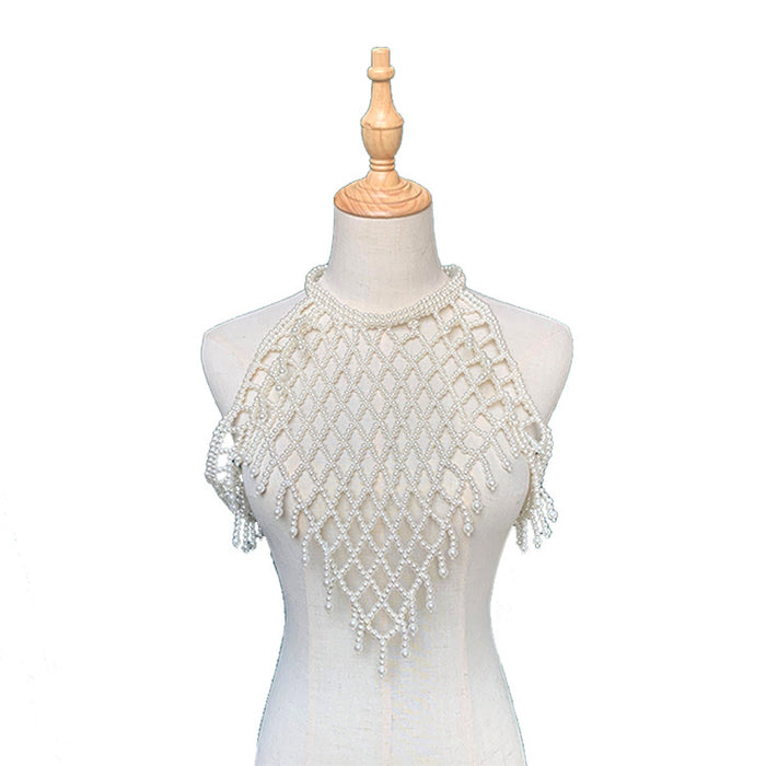 Handgestrickte Kleidung Schmuck Shooting Perlenschal