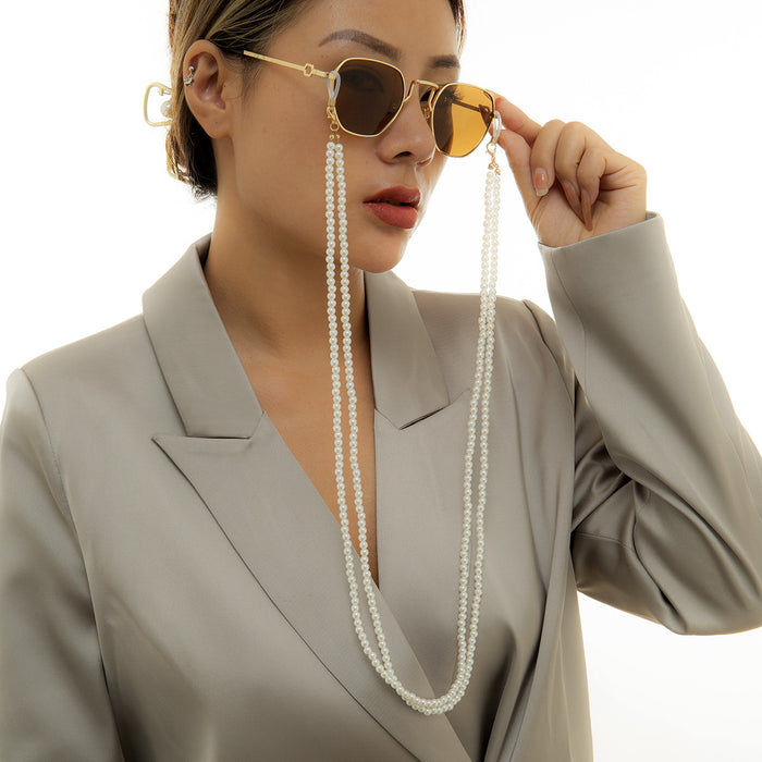 Schmuck Retro Perle Doppelt gewebt Halterneck Brille Kette