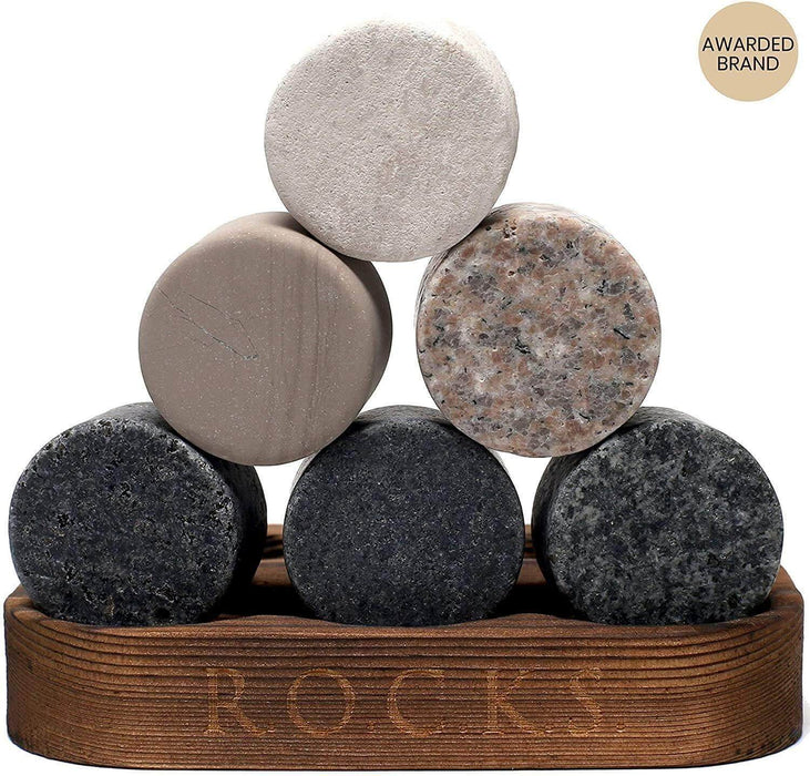 Whisky Chilling Stones Geschenkset mit 2 charakteristischen Kristallgläsern