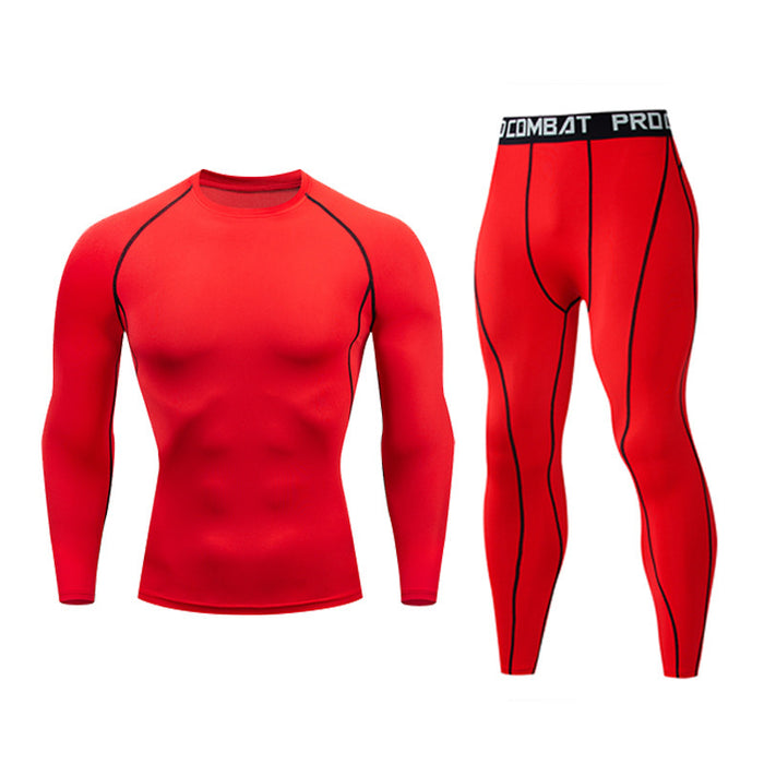 Fitnessanzug Herren Fitnessstudio Sportstrumpfhosen langärmelige Hose schnell trocknende Kleidung Basketball Trainingsgeräte Winter
