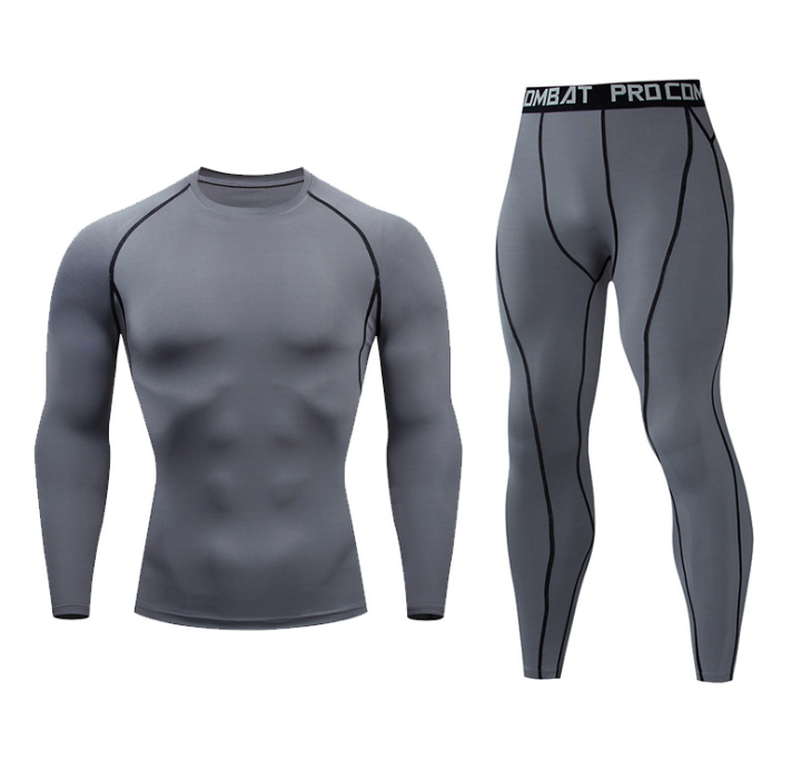 Fitnessanzug Herren Fitnessstudio Sportstrumpfhosen langärmelige Hose schnell trocknende Kleidung Basketball Trainingsgeräte Winter