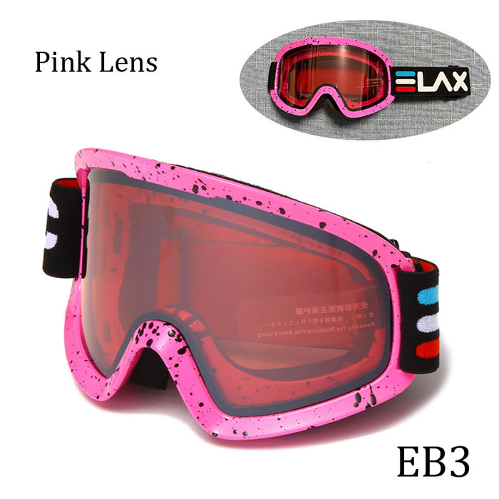 Drei Tropfen einer doppelschichtigen Anti-Beschlag-Skibrille für den Outdoor-Sport