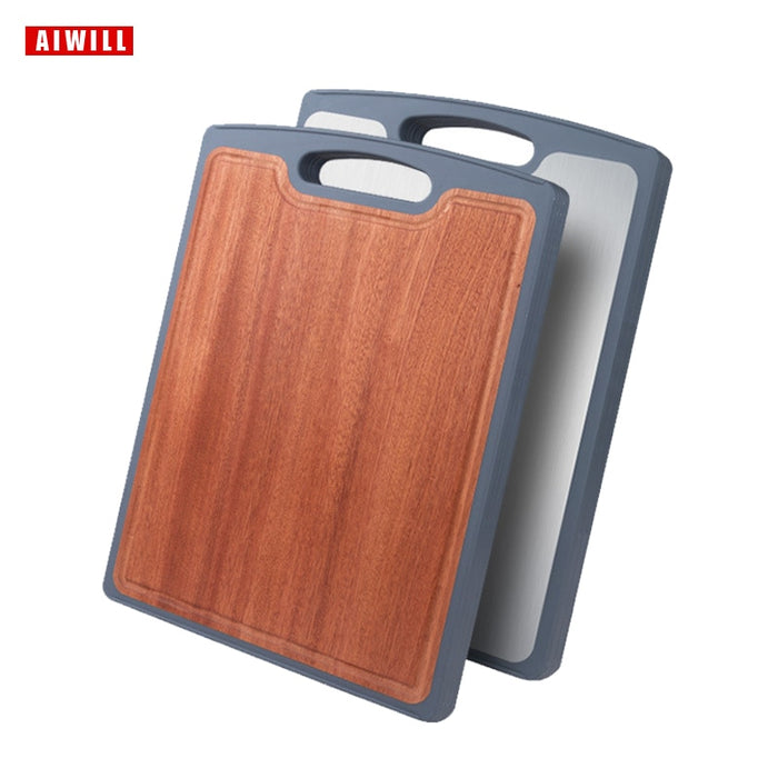Aiwill Board Haushalt Edelstahl Schneidebrett Doppel Massivholz